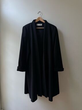 Vintage Christian Dior Black Open-Front Wool Coat